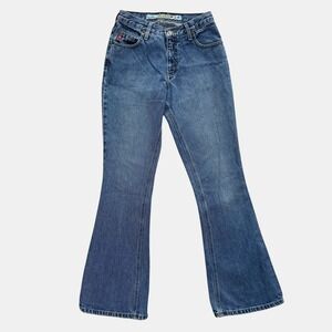 Mudd Jeans Vintage 90s Y2K Flare Leg Denim Mid Rise Blue Size 0 2‎ 25 Retro Boho